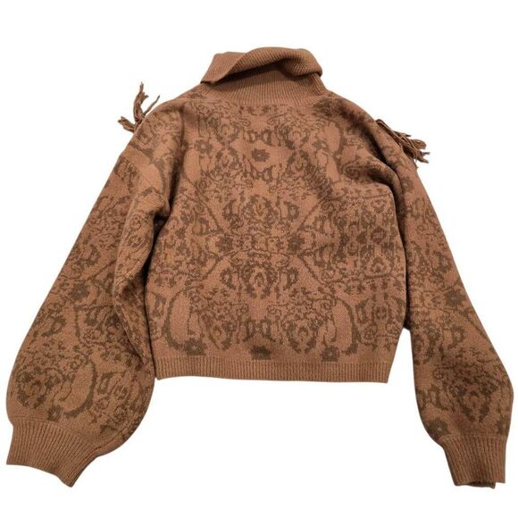 Grey Collective Fringe Sweater Women's Large Brown Long Sleeve Pullover Stretch - Picture 7 of 7